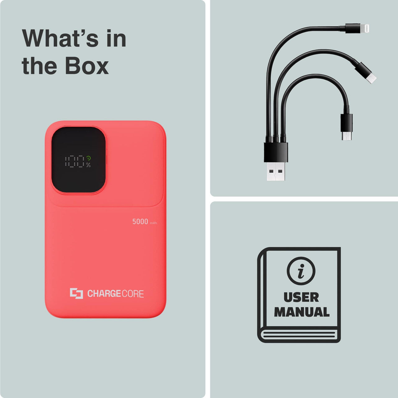 Power Banks & Chargers: ChargeCore SafeCharge Max 5K - Sunset Coral