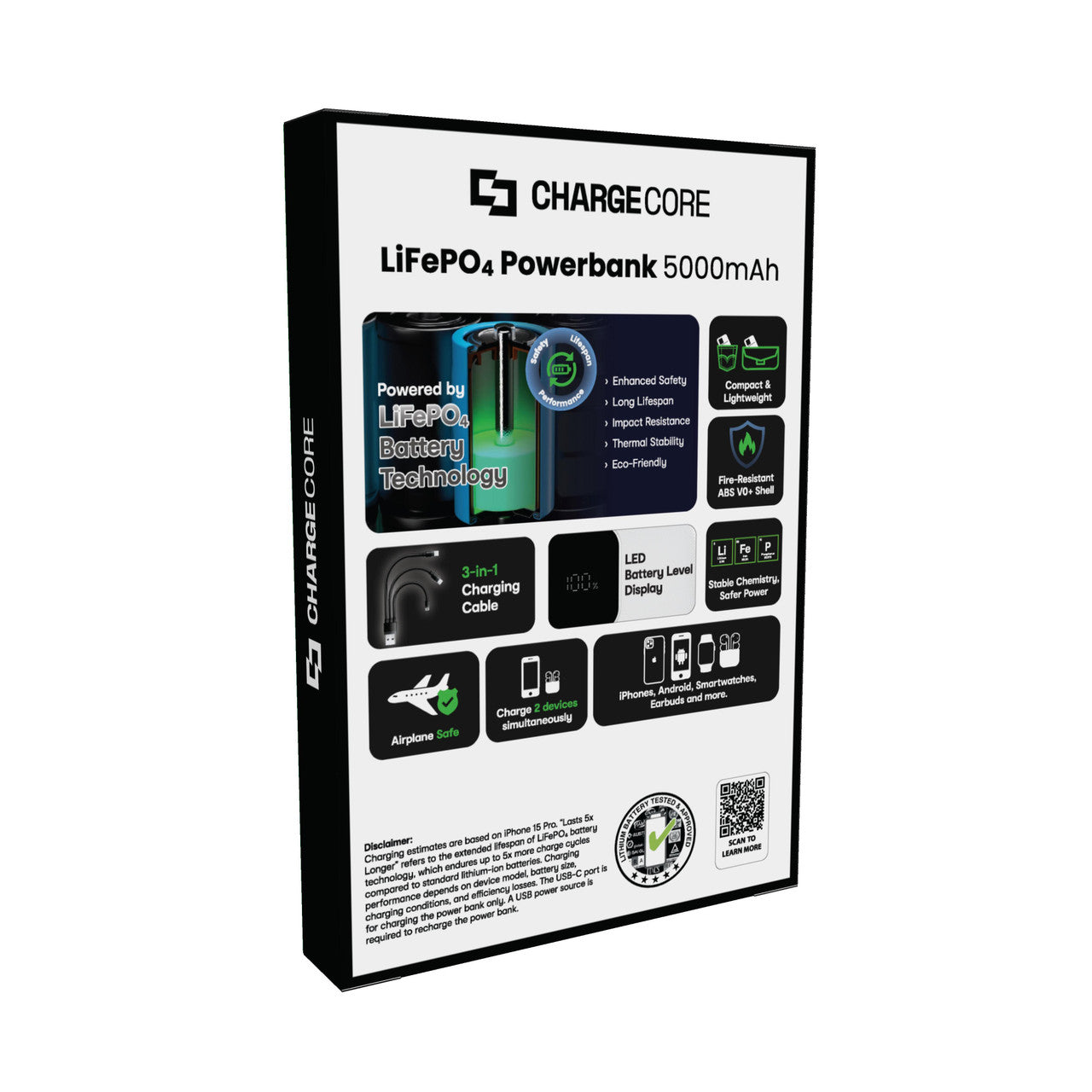Power Banks & Chargers: ChargeCore SafeCharge Max 5K - White
