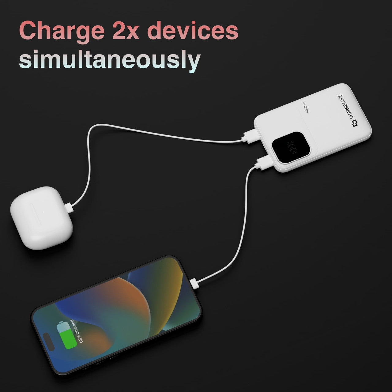 Power Banks & Chargers: ChargeCore SafeCharge Max 5K - White