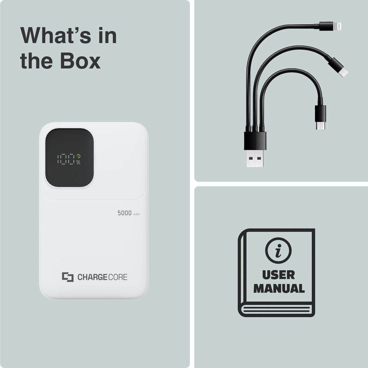 Power Banks & Chargers: ChargeCore SafeCharge Max 5K - White