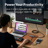 Laser USB-C 6-in-1 Multi-Port Hub with 4K HDMI and 100W PD Charging