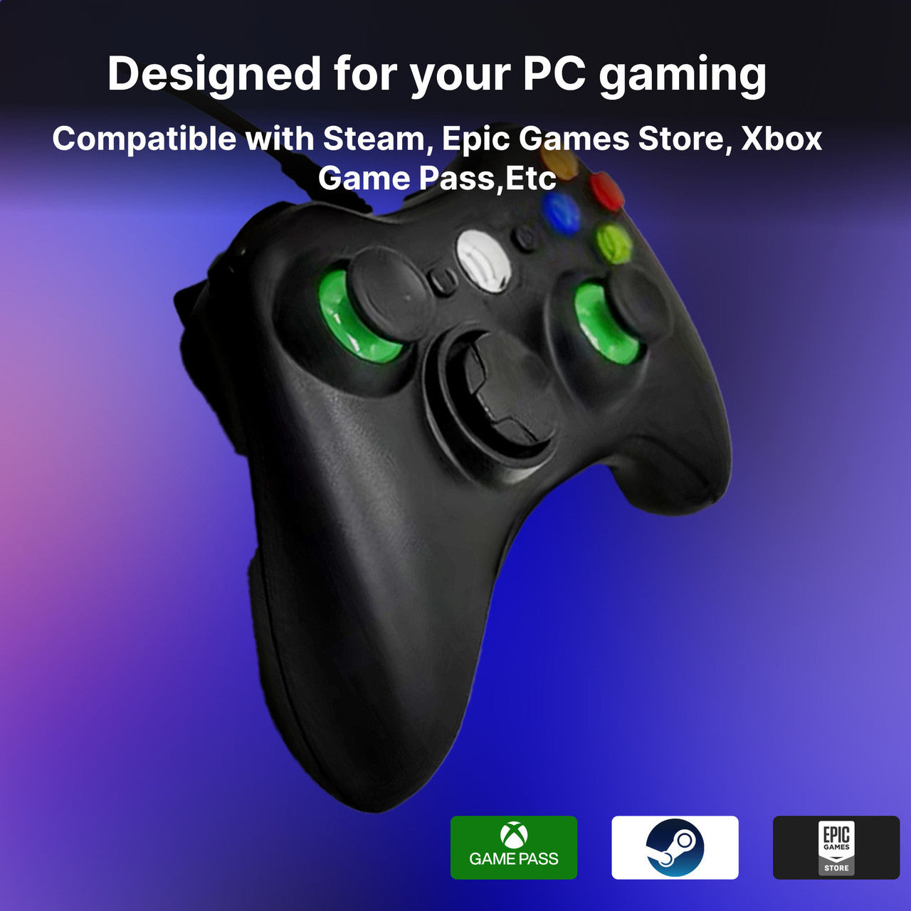 Desktops & Accessories: Laser Gaming Wired PC Controller - Black
