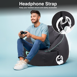 Desktops & Accessories: Laser Gaming Bean Bag with Pocket & Headphone Strap