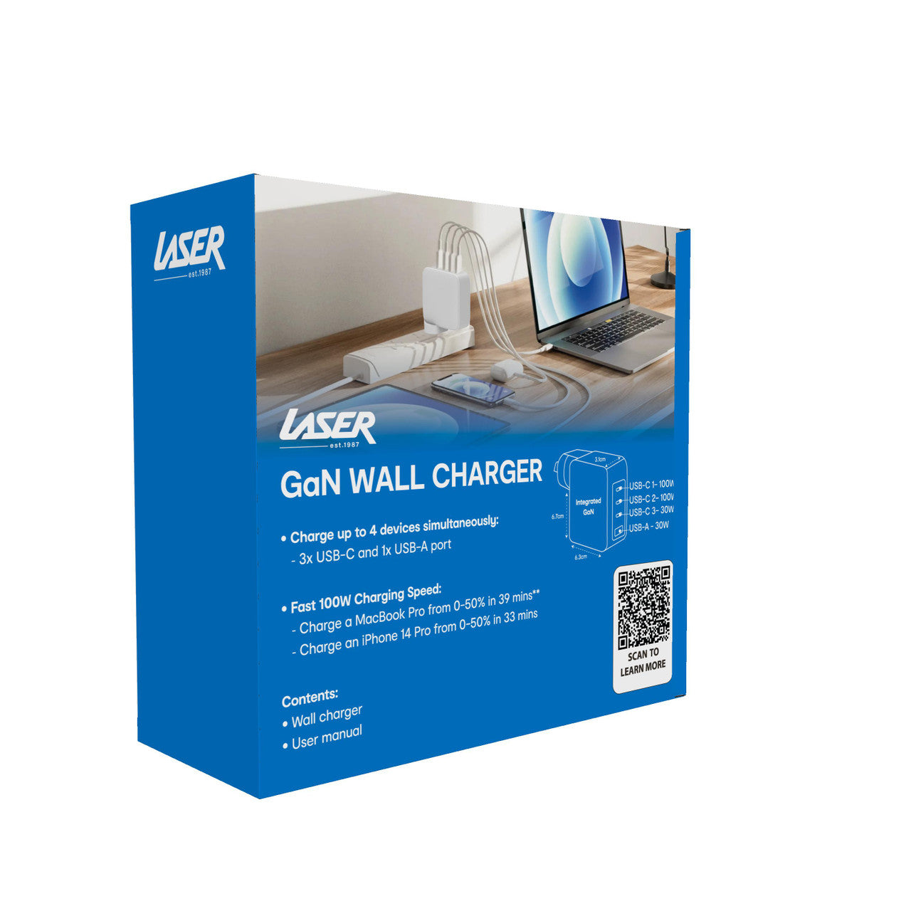 Powerboards & Adapters: Laser 100W GaN USB-C and USB-A Wall Charger