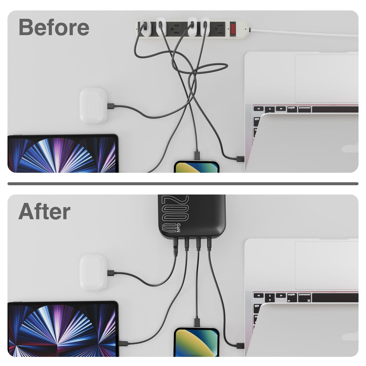Powerboards & Adapters: Laser PD3.0 200W GaN Wall Charger Black