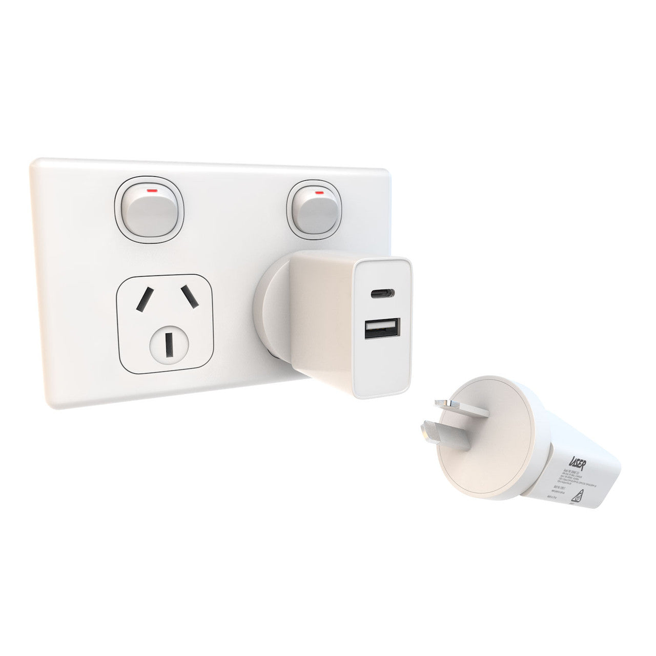 Powerboards & Adapters: Laser ChargeCore USB-C 30W Dual PD Wall charger
