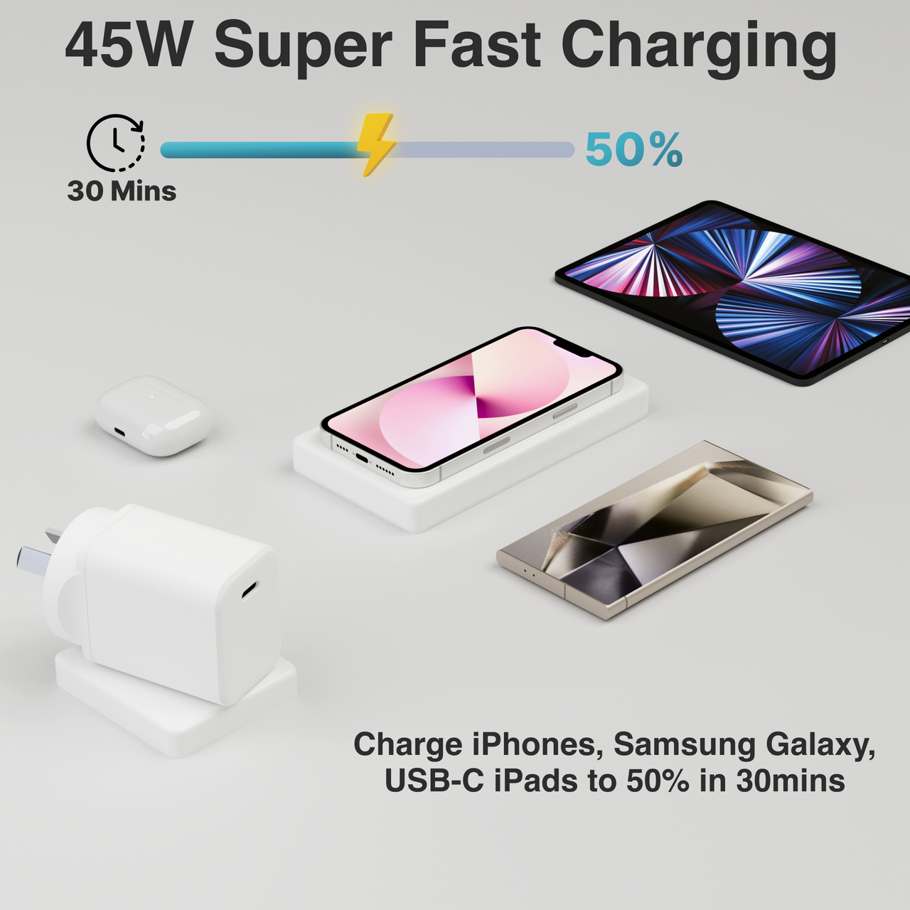 Powerboards & Adapters: Laser ChargeCore 45W PD GaN USB-C Wall Charger