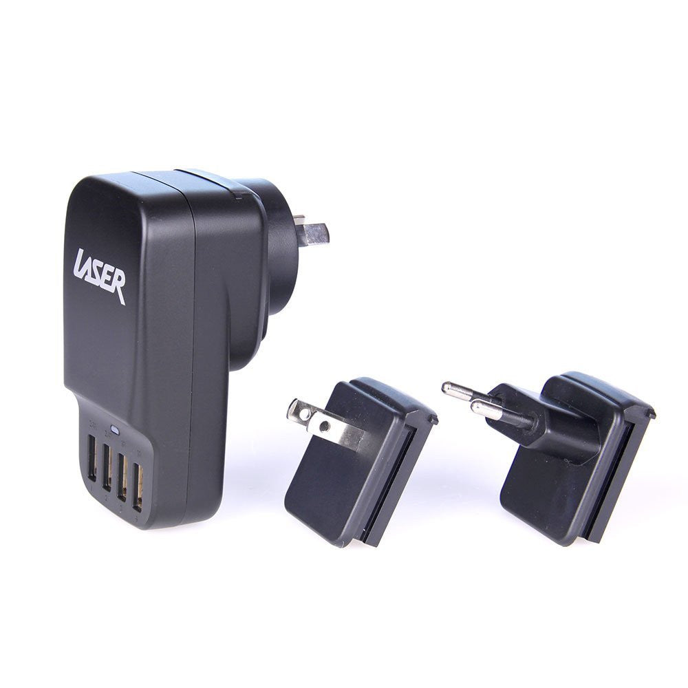 Powerboards & Adapters: Laser 4-Port USB Travel Charger with Global Adapters