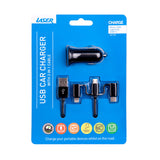 Printers & Accessories: Laser USB Car Charger Black with 3-in-1 Cable: Micro USB, Type-C