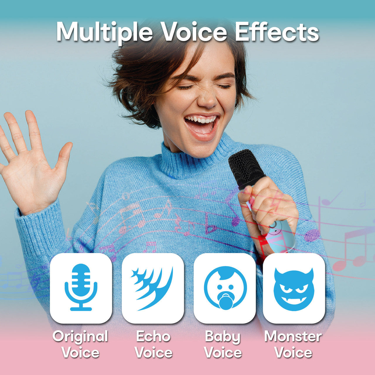 Audio Accessories: Laser Mini Karaoke Speaker with 2 Wireless Mics - Blue