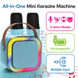Audio Accessories: Laser Mini Karaoke Speaker with 2 Wireless Mics - Blue