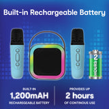 Audio Accessories: Laser Mini Karaoke Speaker with 2 Wireless Mics - Blue