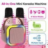 Audio Accessories: Laser Mini Karaoke Speaker with 2 Wireless Mics - Pink