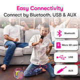 Audio Accessories: Laser Mini Karaoke Speaker with 2 Wireless Mics - Pink