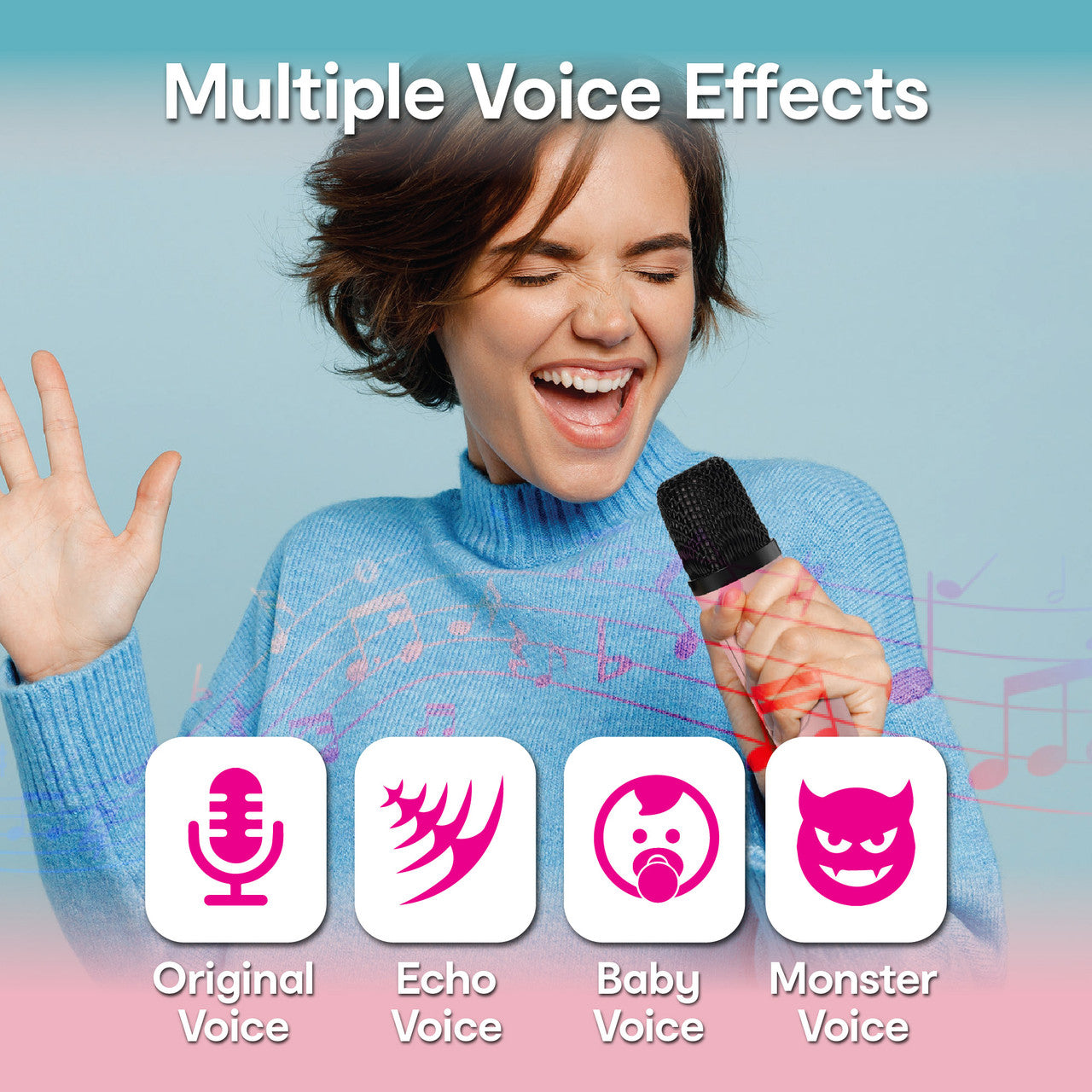 Audio Accessories: Laser Mini Karaoke Speaker with 2 Wireless Mics - Pink