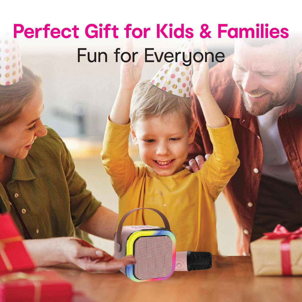 Audio Accessories: Laser Mini Karaoke Speaker with 2 Wireless Mics - Pink