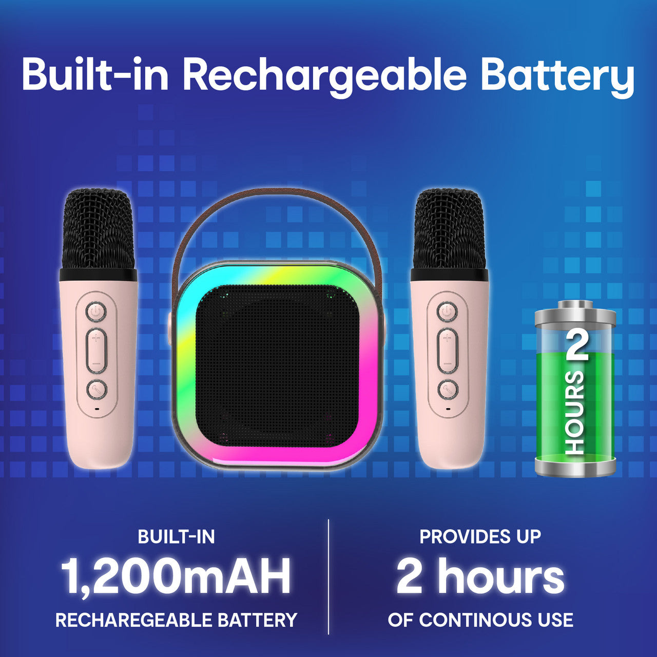 Audio Accessories: Laser Mini Karaoke Speaker with 2 Wireless Mics - Pink