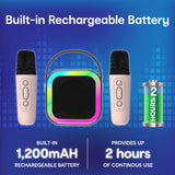 Audio Accessories: Laser Mini Karaoke Speaker with 2 Wireless Mics - Pink