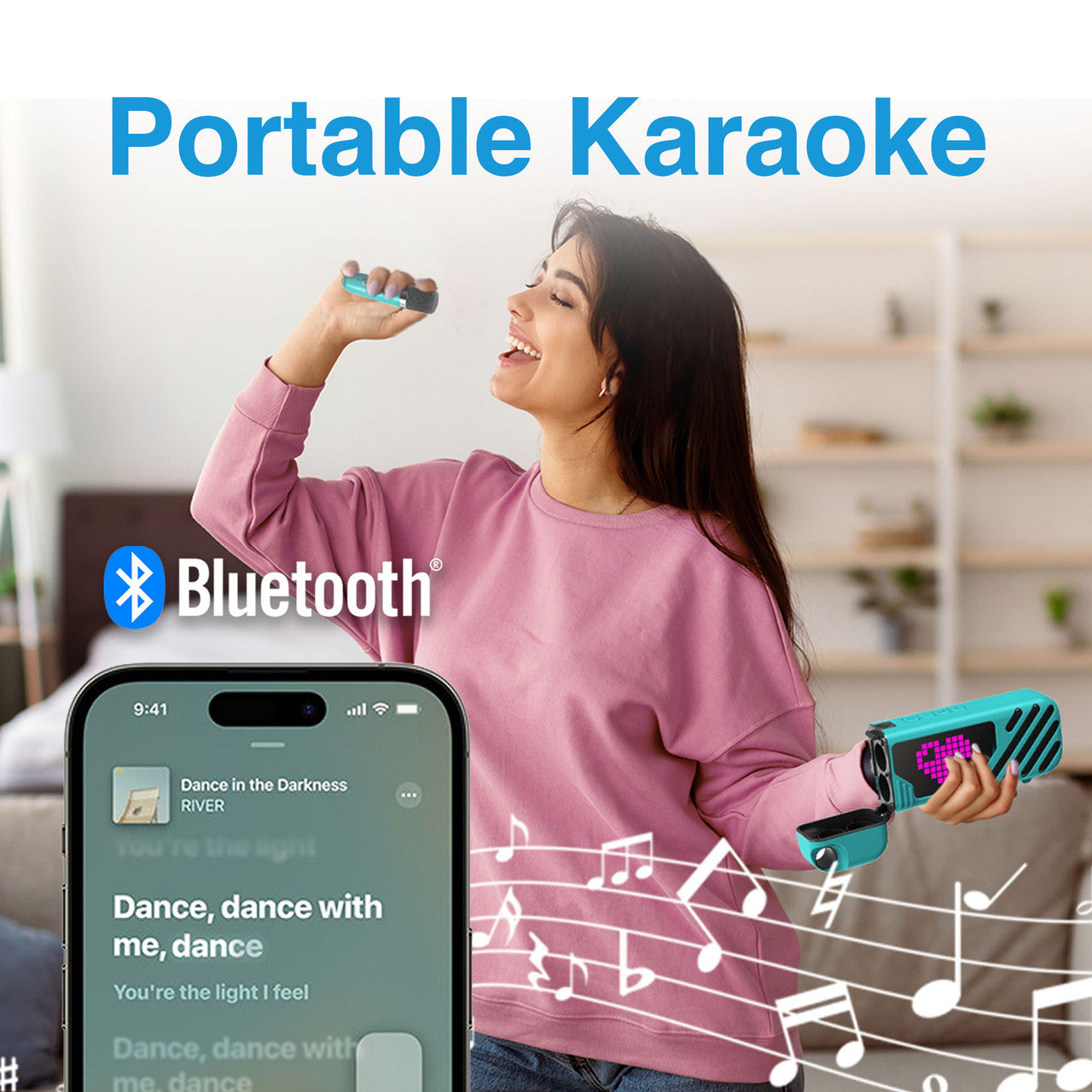 Audio Accessories: Laser LED Karaoke with 2 Mics Aquatic Awe