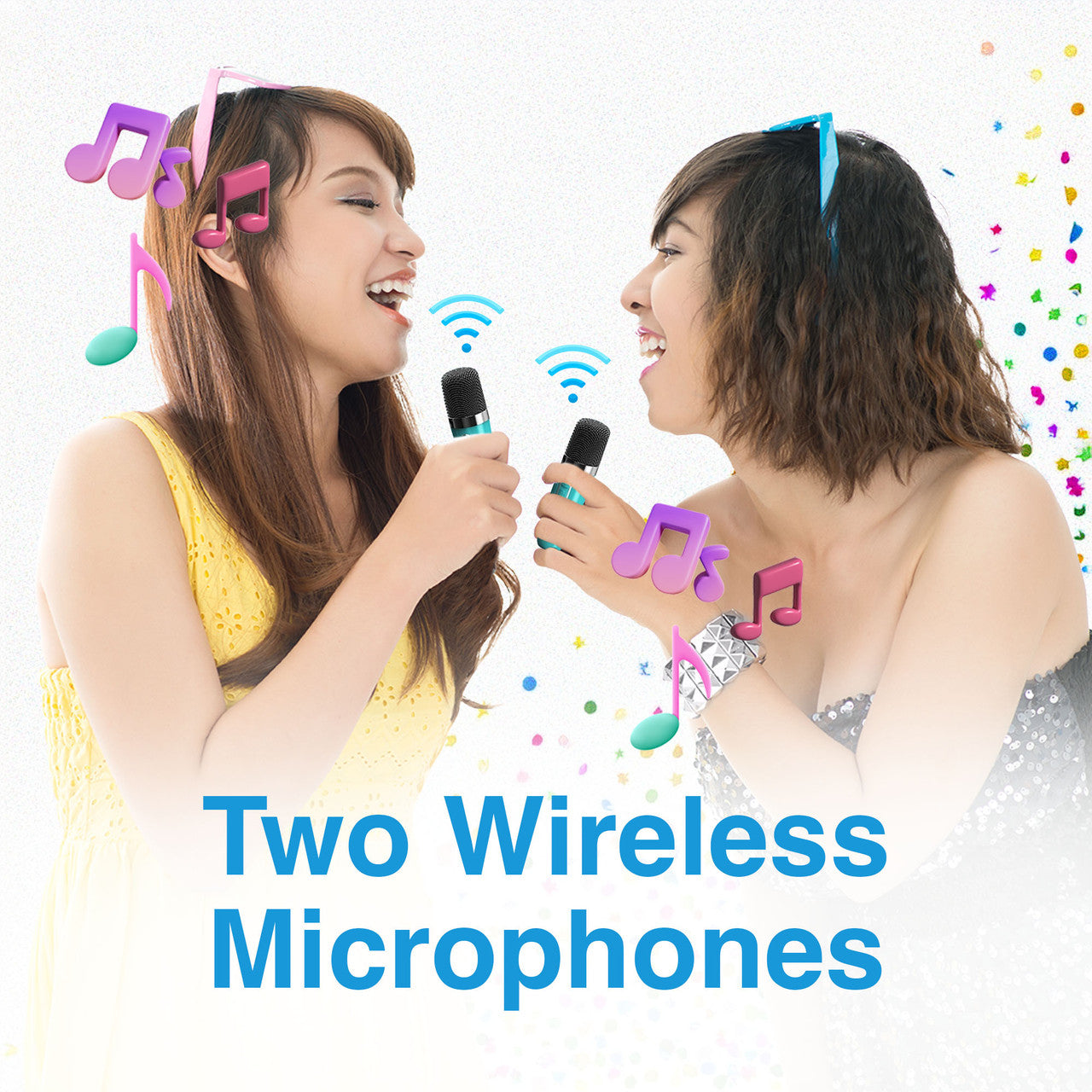 Audio Accessories: Laser LED Karaoke with 2 Mics Aquatic Awe