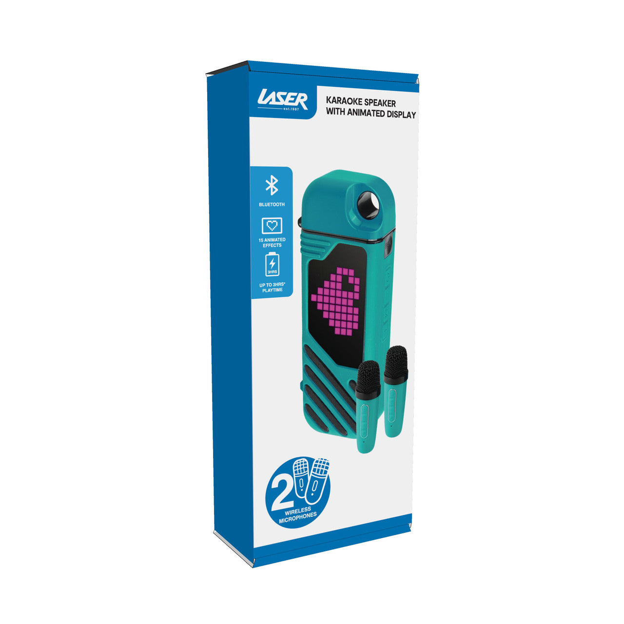 Audio Accessories: Laser LED Karaoke with 2 Mics Aquatic Awe