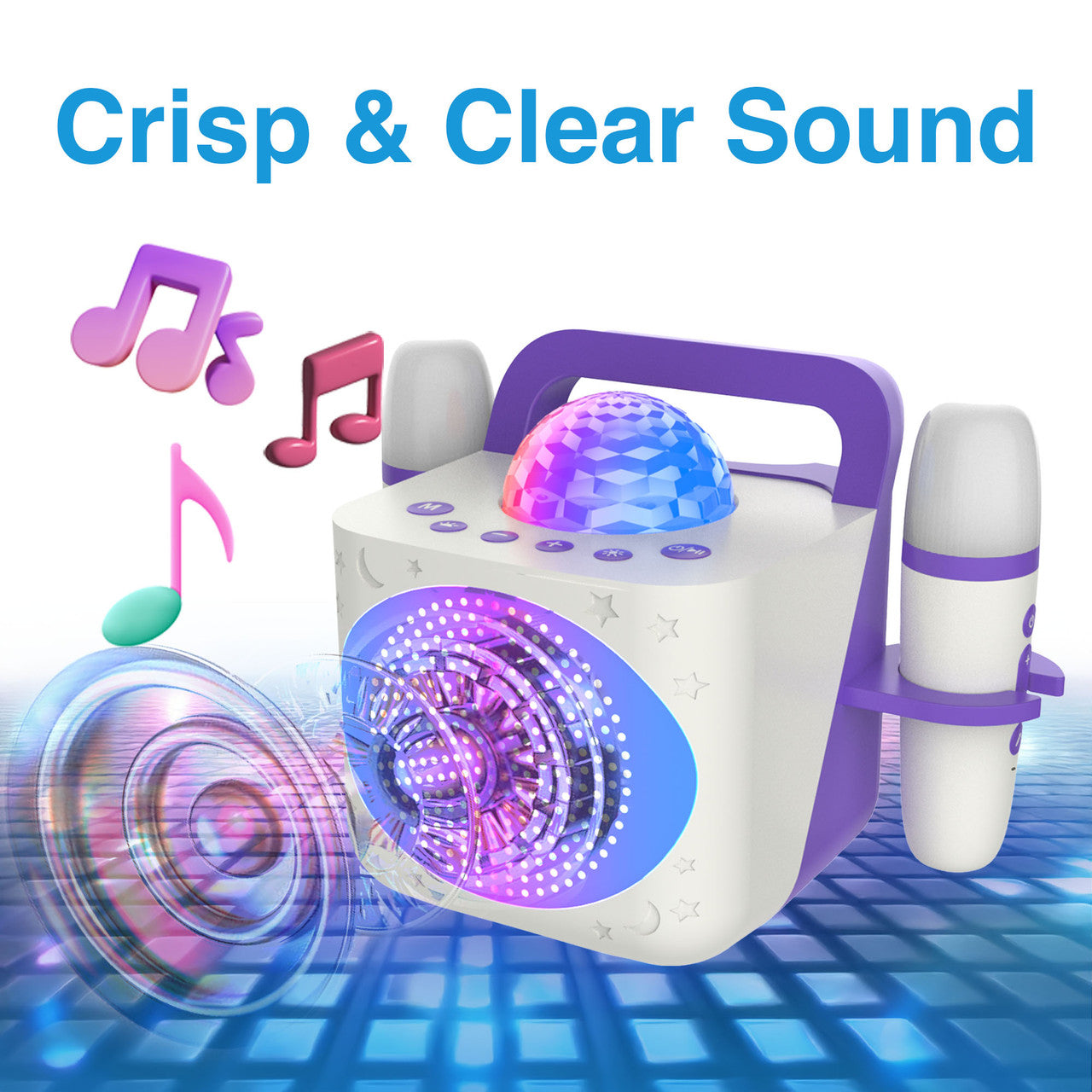 Audio Accessories: Laser Kids Disco Karaoke with Two Mics White
