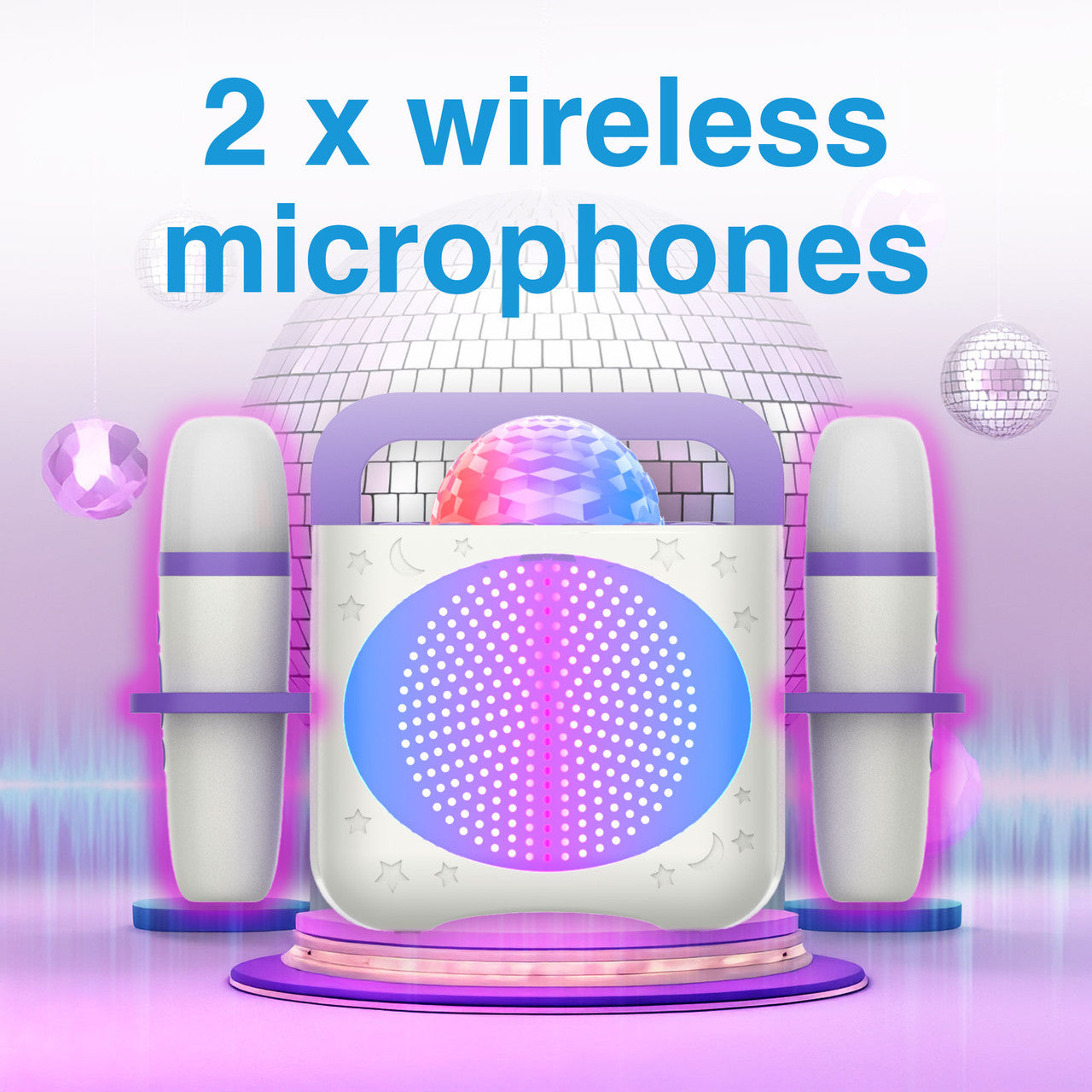 Audio Accessories: Laser Kids Disco Karaoke with Two Mics White