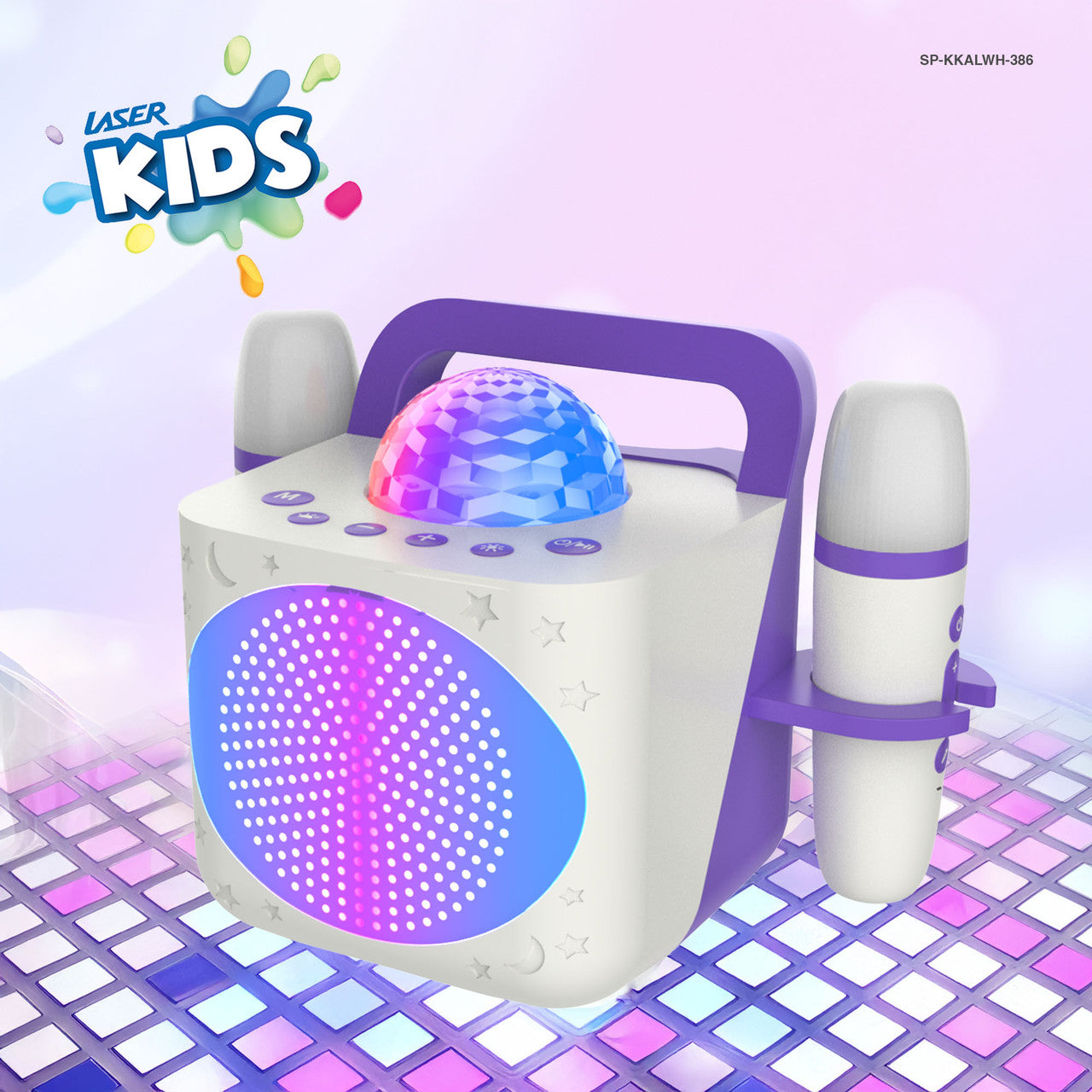 Audio Accessories: Laser Kids Disco Karaoke with Two Mics White