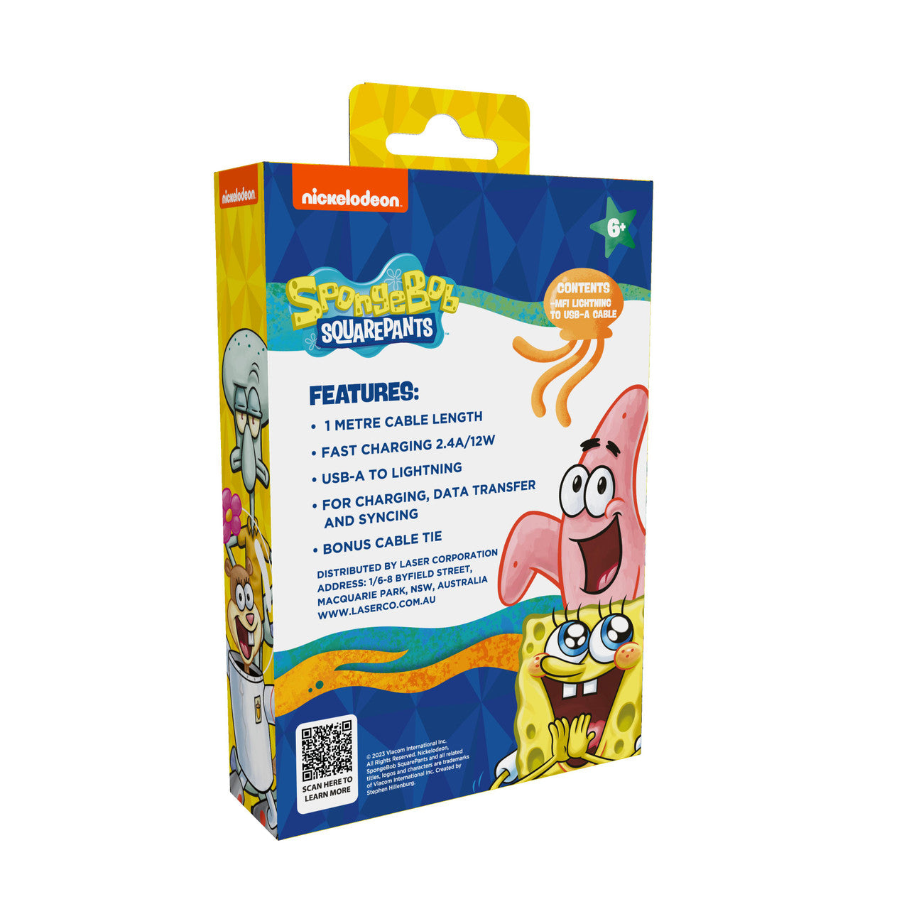 Activity Toys: Sponge Bob SquarePants Lightning Cable 1M