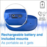 Laser Outdoor Bluetooth Speaker with Mount Blue