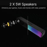 Bluetooth Speakers: Laser RGB Bluetooth Gaming Soundbar Black