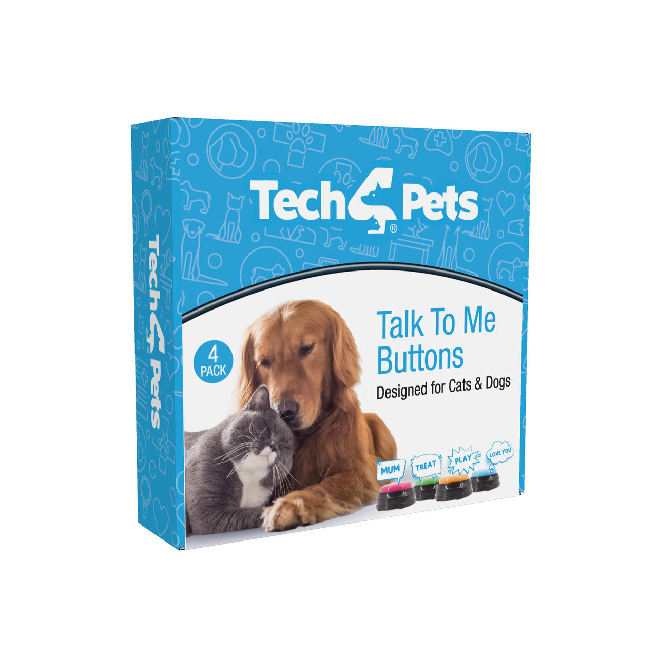 Dog Bowls, Feeders & Waterers: Tech4Pets 4-Pack Talking Buttons for Interactive Pet Communication