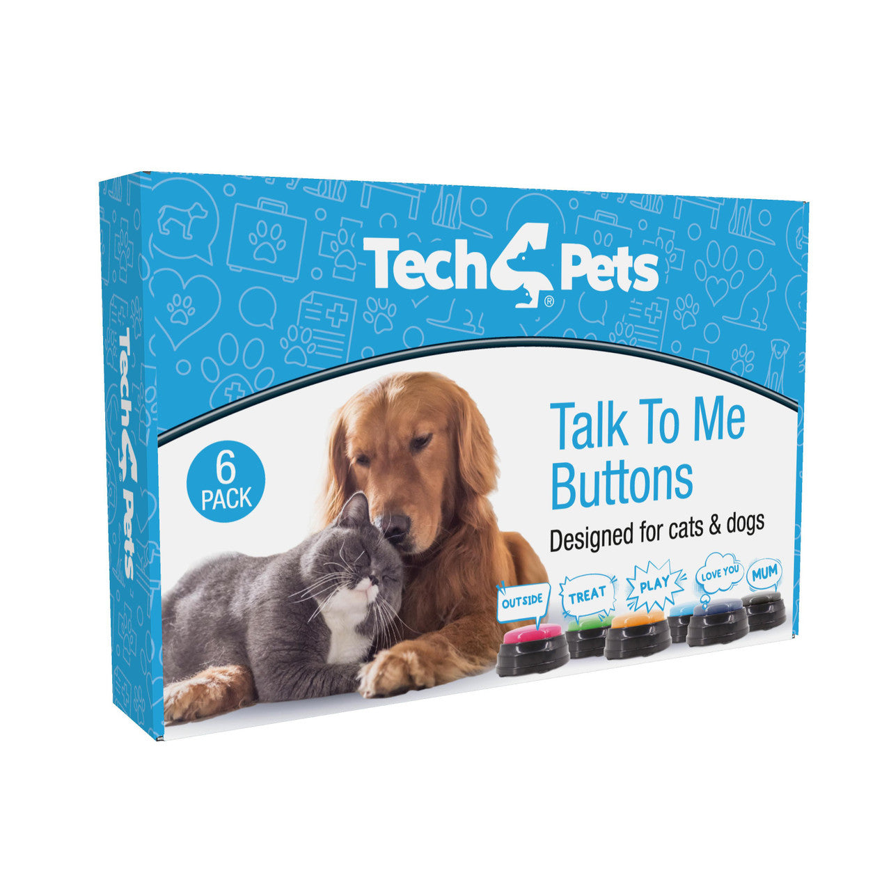 Dog Bowls, Feeders & Waterers: Tech4Pets 6-Pack Talking Buttons for Interactive Pet Communication