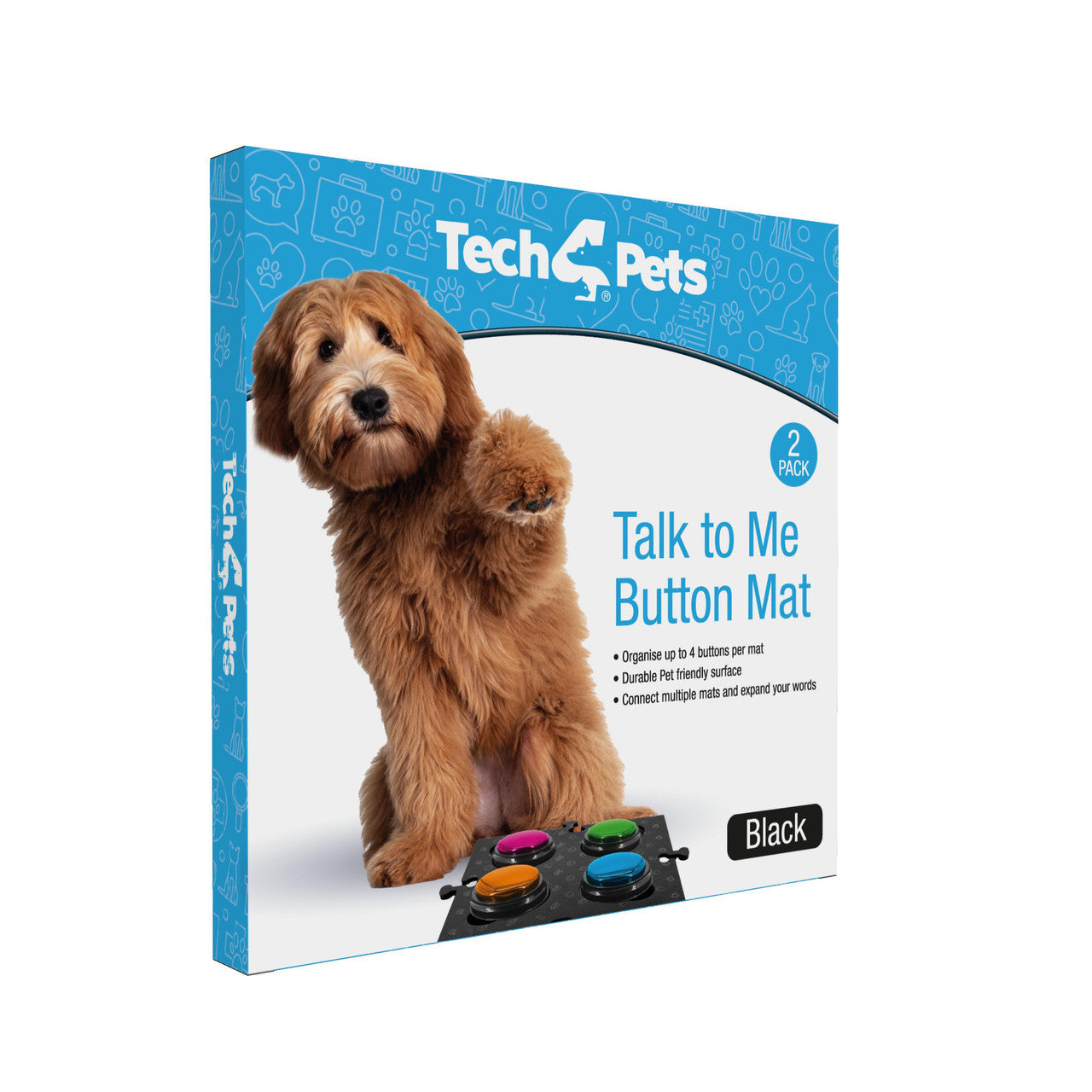 Dog Bowls, Feeders & Waterers: Tech4Pets Black Mat 2-Pack for Talking Buttons & Floor