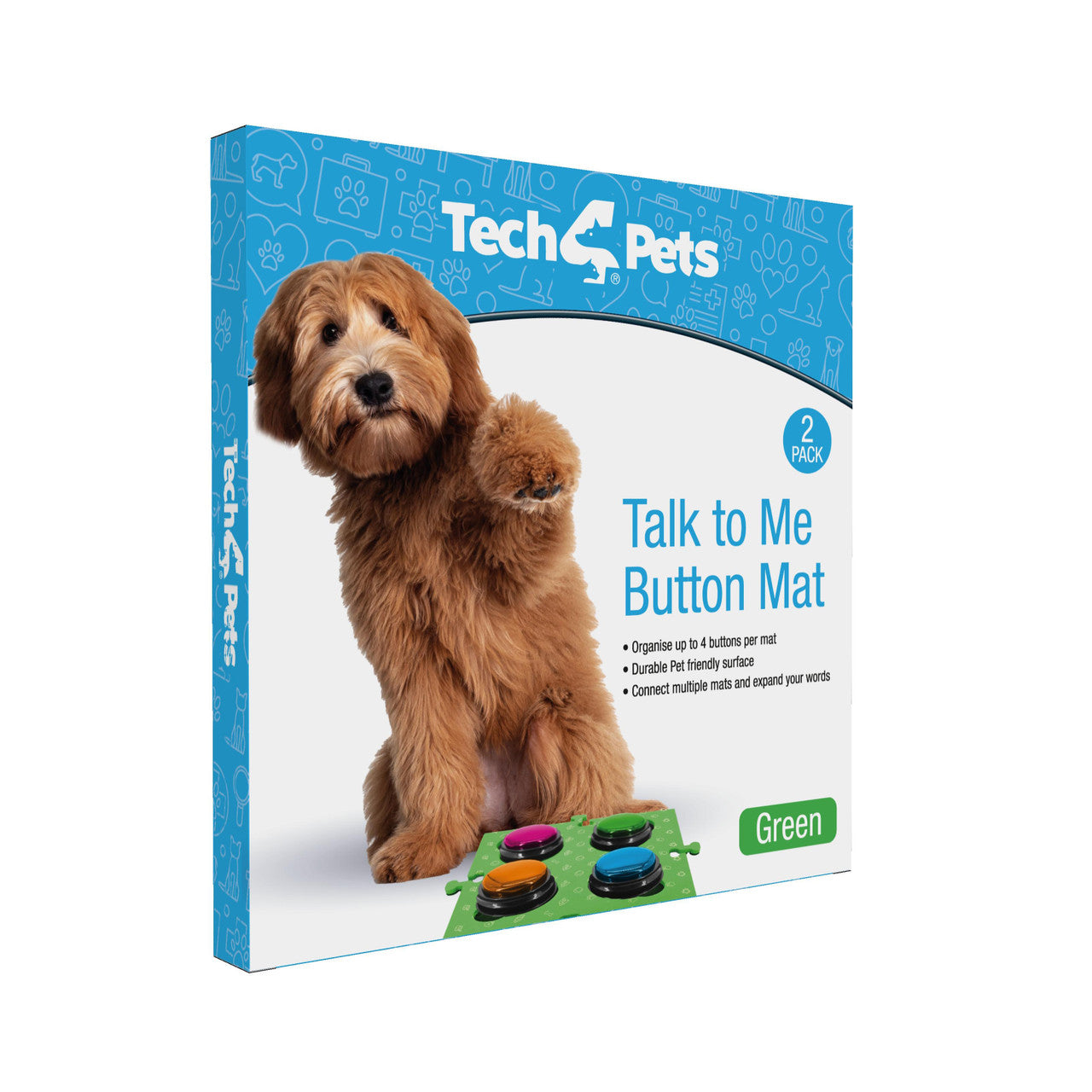 Dog Bowls, Feeders & Waterers: Tech4Pets Green Mat 2-Pack for Talking Buttons & Floor