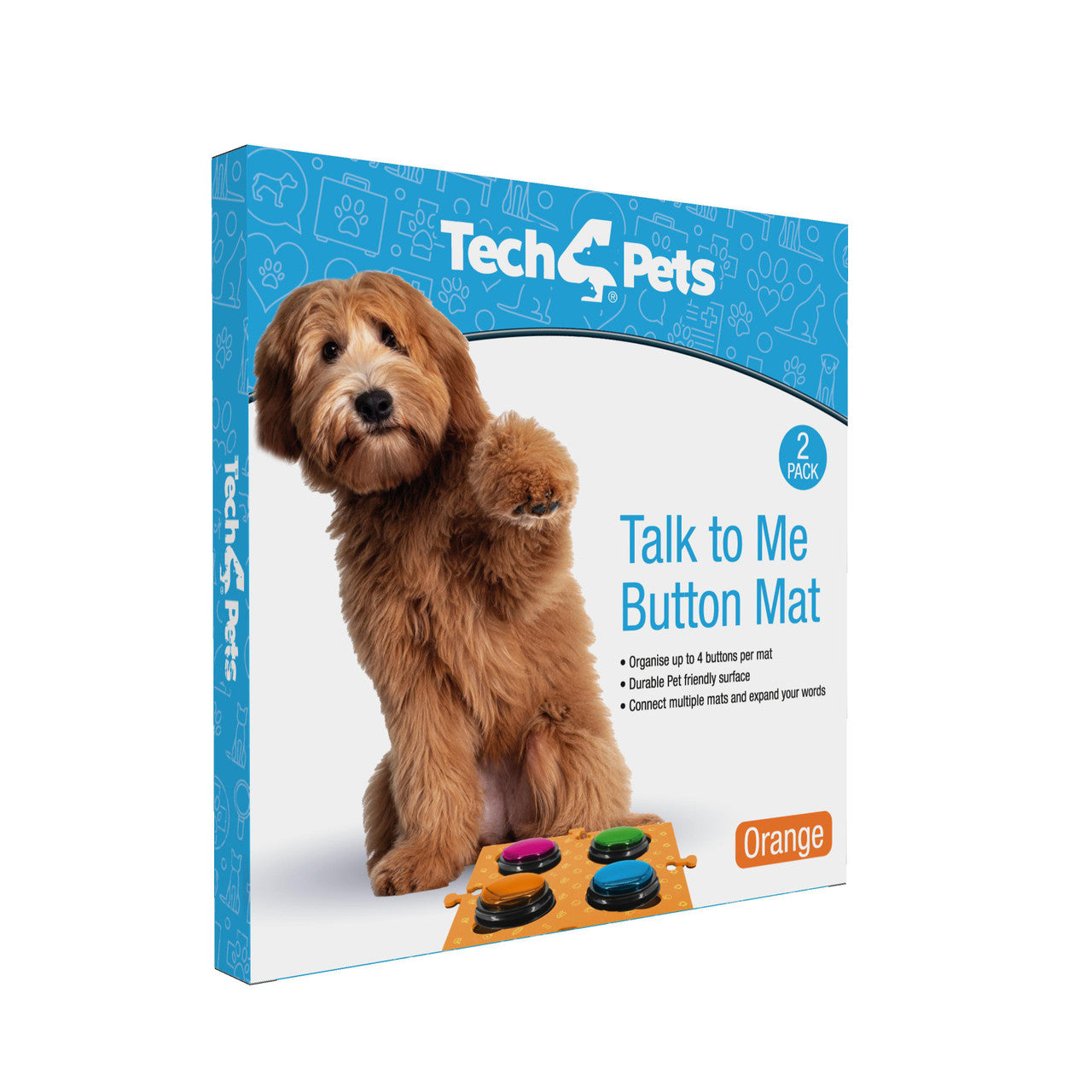 Dog Bowls, Feeders & Waterers: Tech4Pets Orange Mat 2-Pack for Talking Buttons & Floor