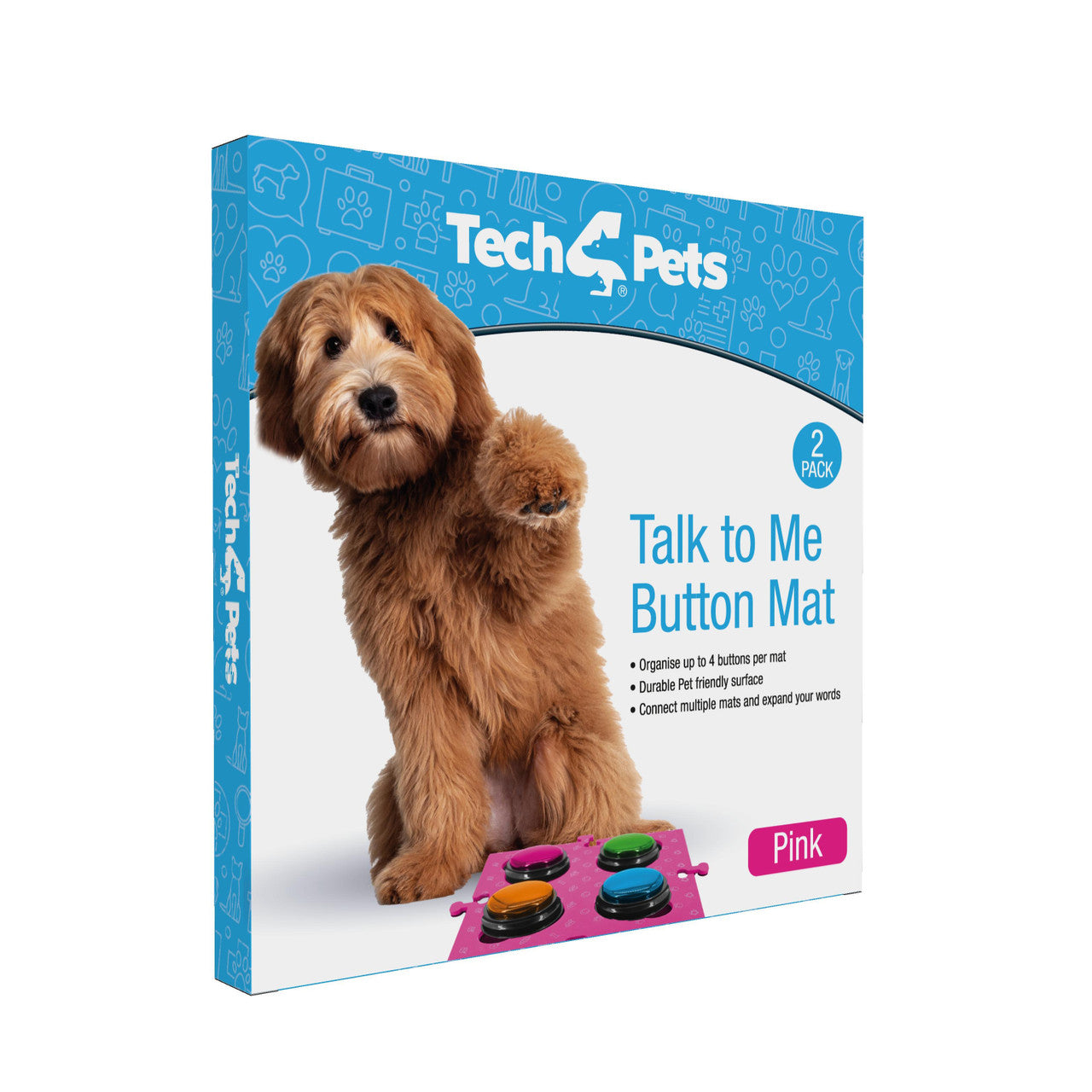 Dog Bowls, Feeders & Waterers: Tech4Pets Pink Mat 2-Pack for Talking Buttons & Floor