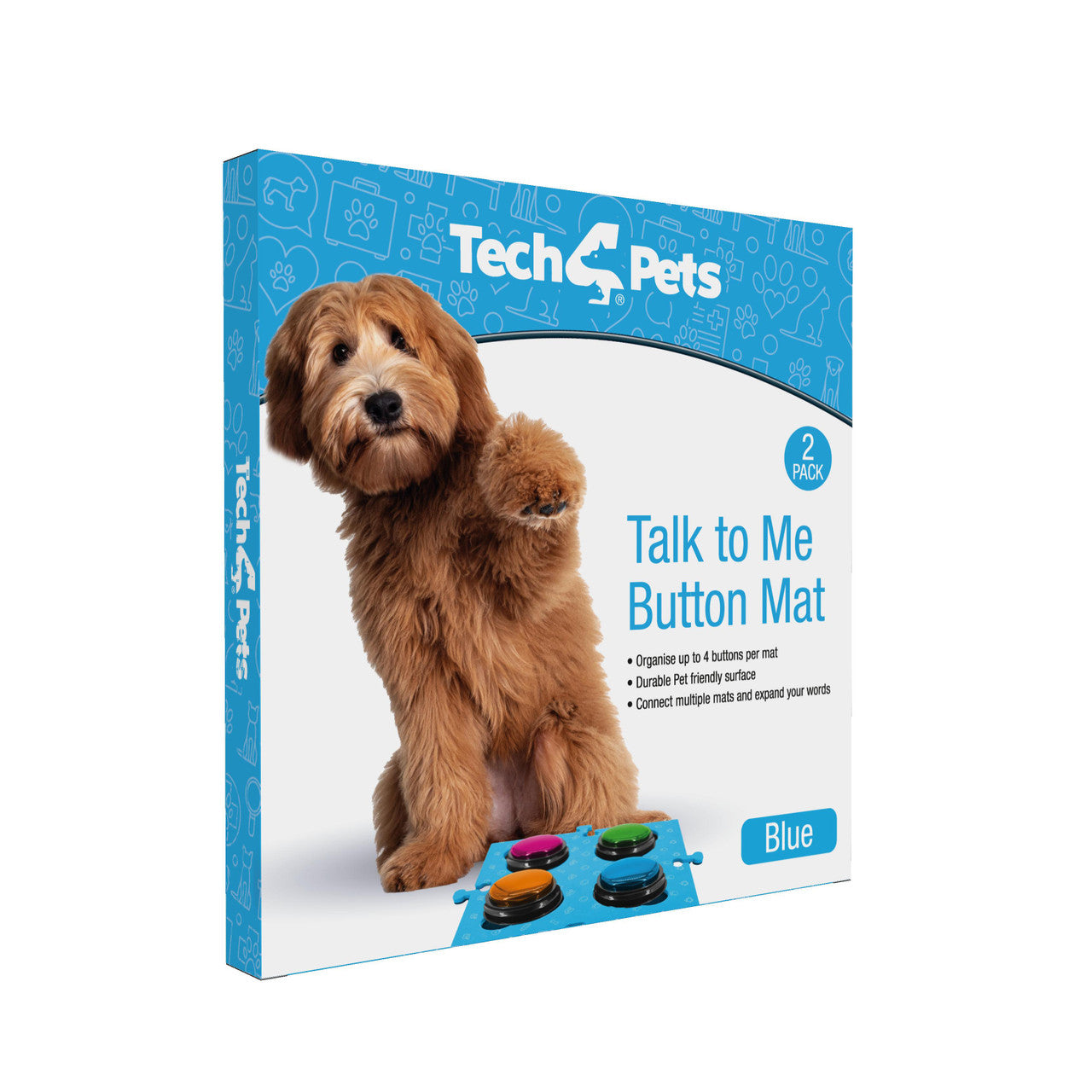Dog Bowls, Feeders & Waterers: Tech4Pets Blue Mat 2-Pack for Talking Buttons & Floor