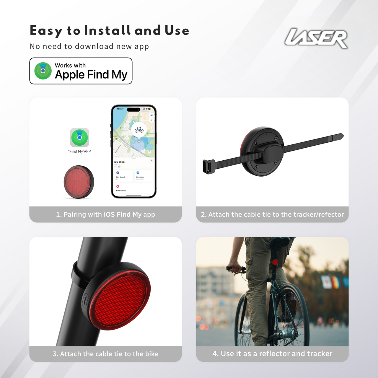 Electric Scooters: Laser Round Red Reflector Smart Tag