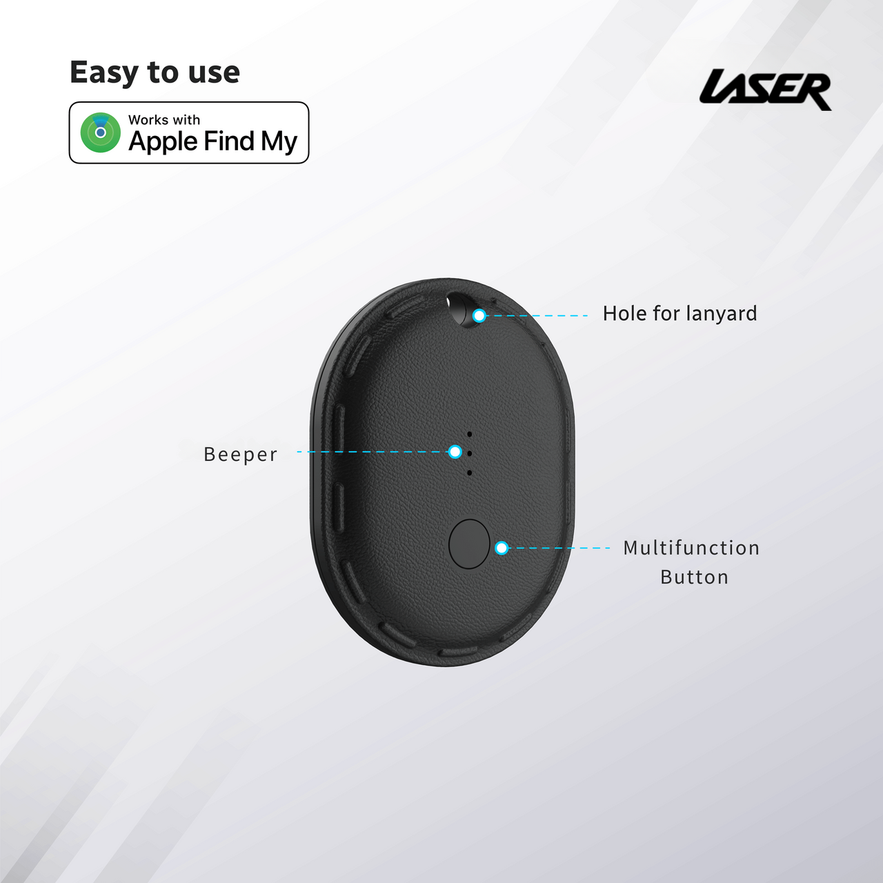 Powerboards & Adapters: Laser Mini Smart Tag with Apple Find My Tracking Black