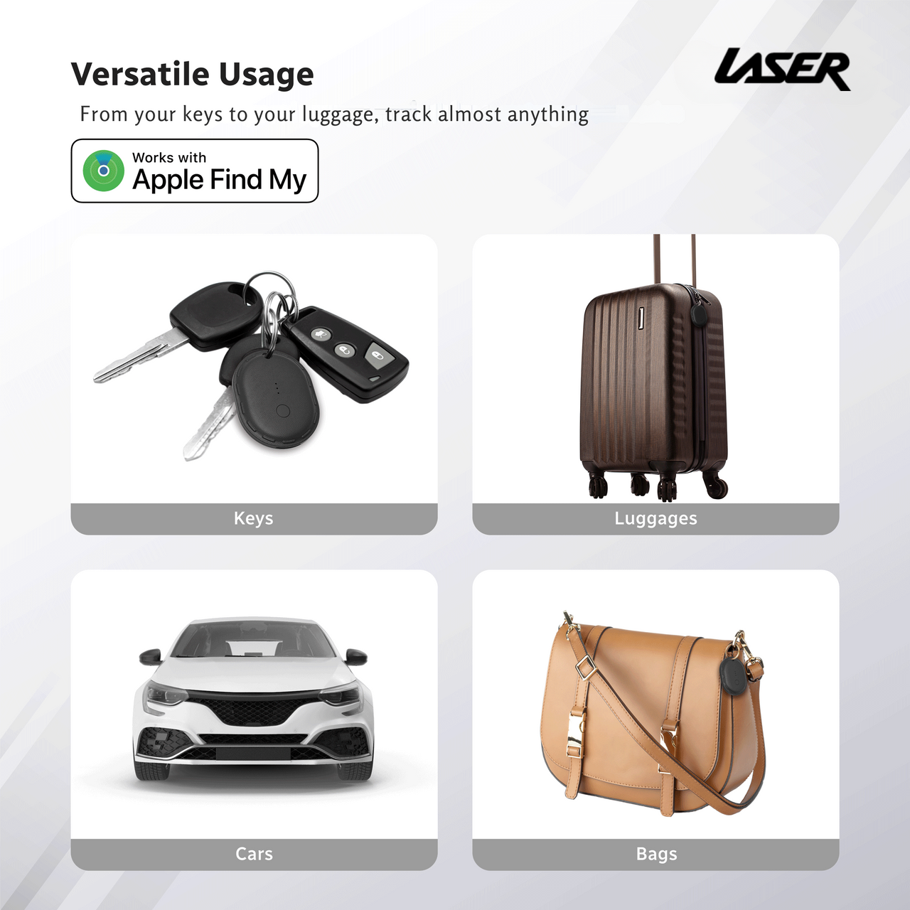 Powerboards & Adapters: Laser Mini Smart Tag with Apple Find My Tracking Black