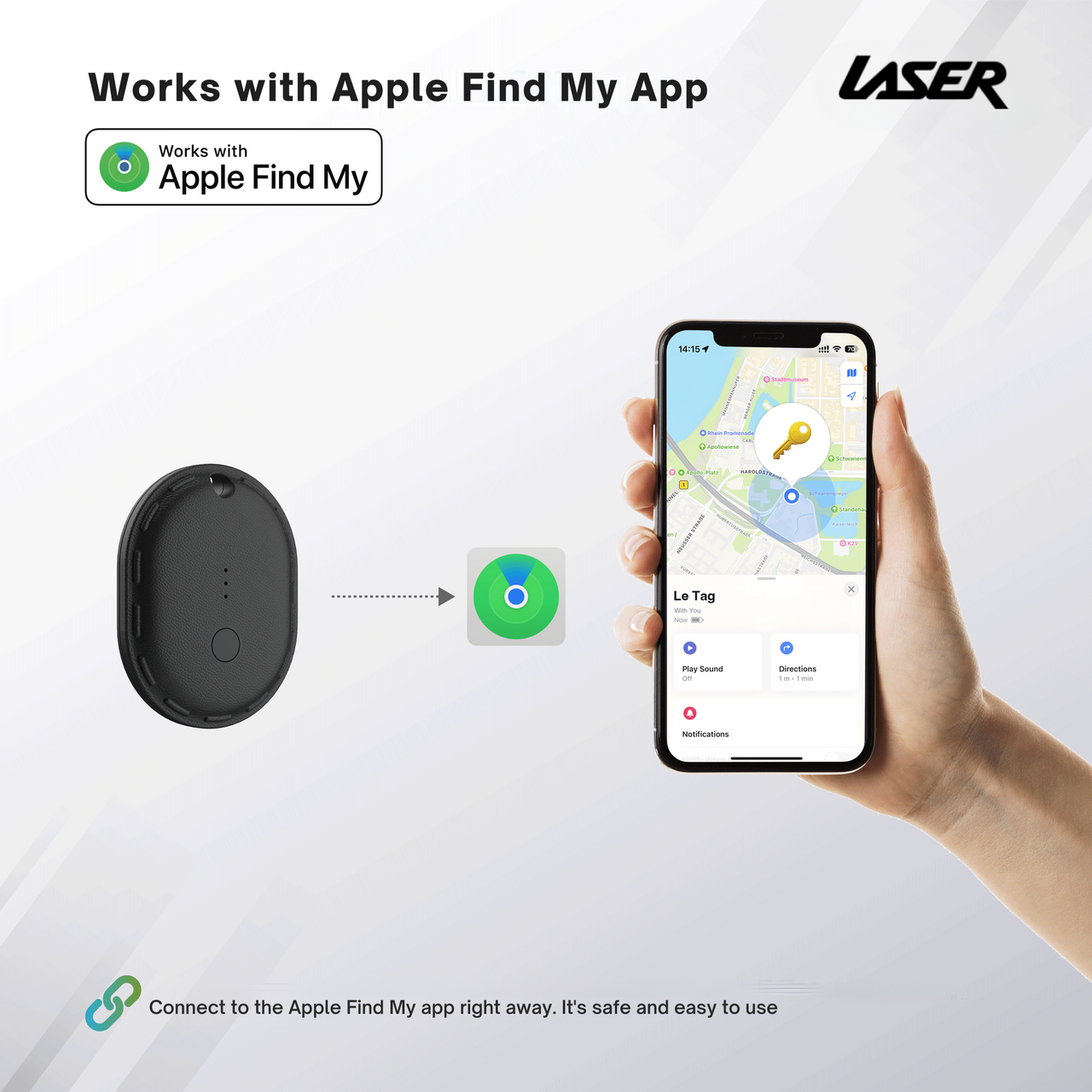 Powerboards & Adapters: Laser Mini Smart Tag with Apple Find My Tracking Black
