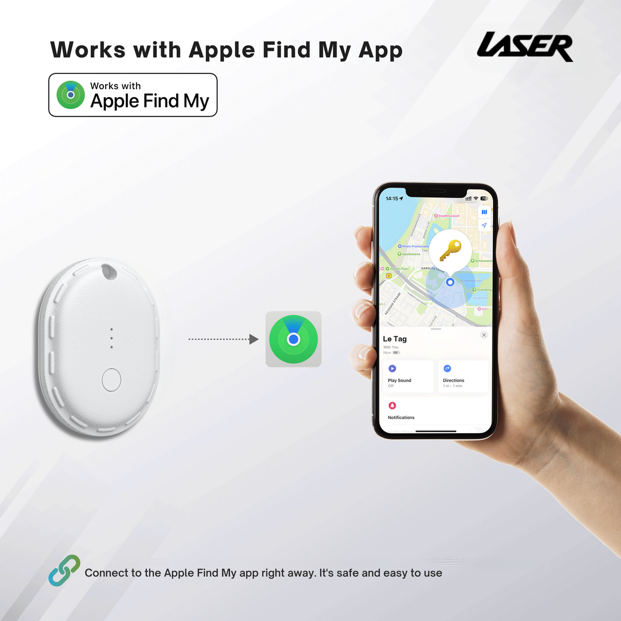 Powerboards & Adapters: Laser Mini Smart Tag with Apple Find My Tracking White