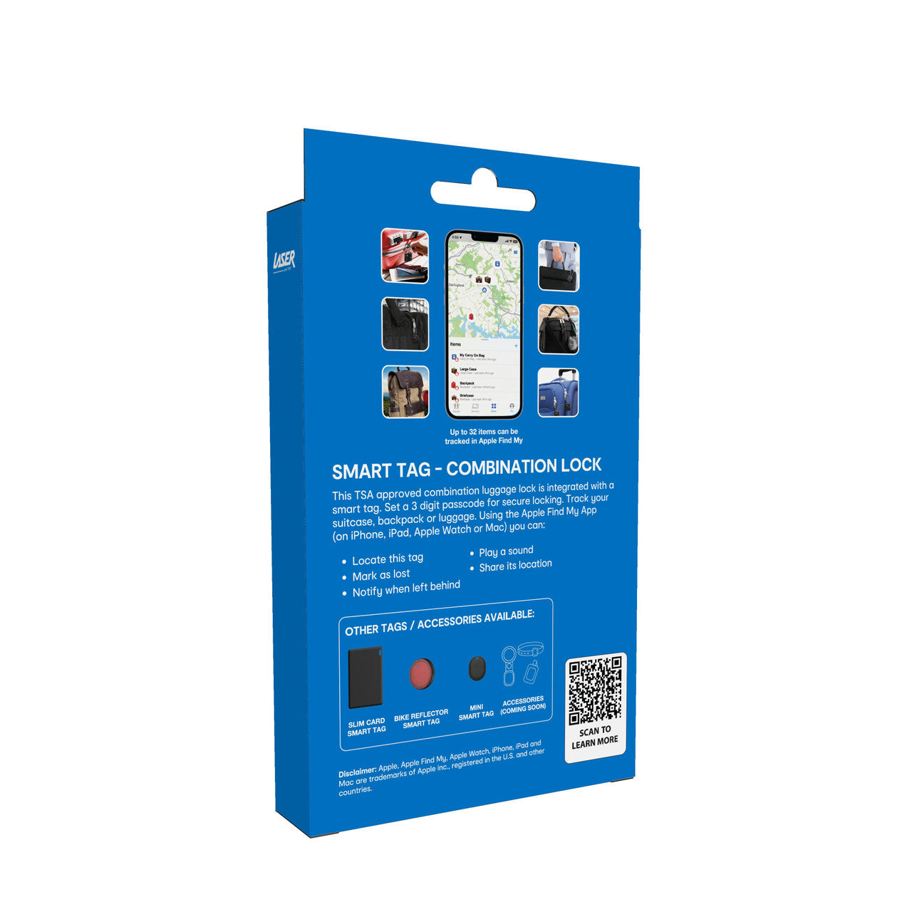Powerboards & Adapters: Laser TSA Lock Smart Tag with Rechargeable Battery Black