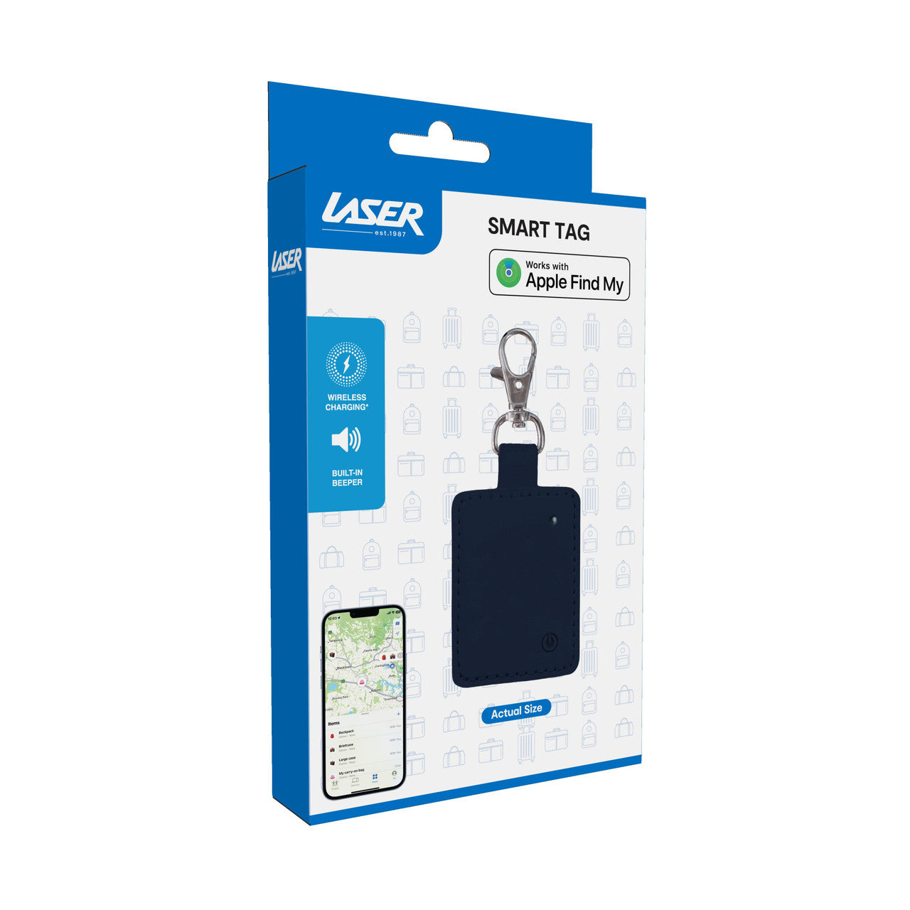 Powerboards & Adapters: Laser Mini Smart Tag with Wireless Charging Navy Blue