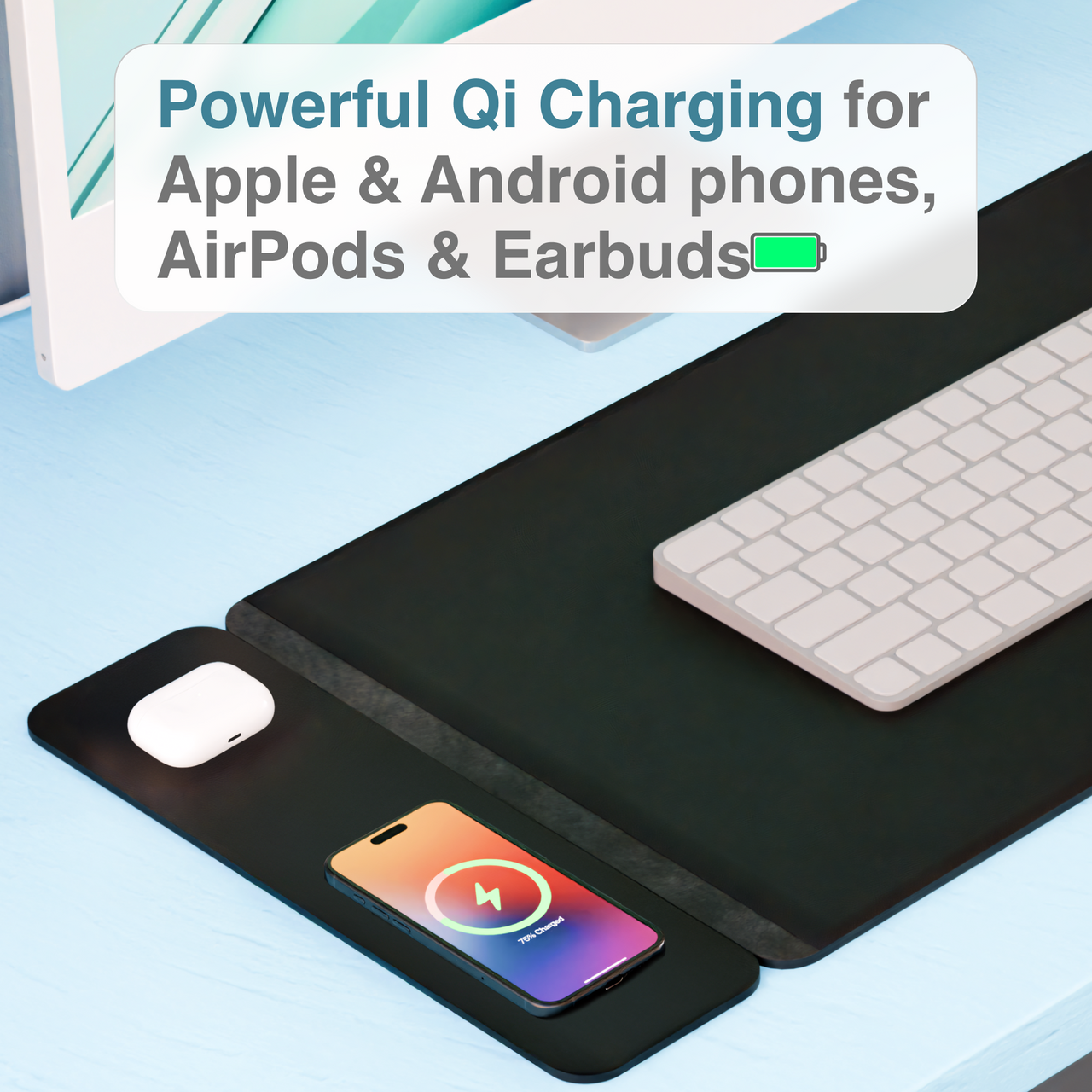 Desktops & Accessories: Laser Wireless Charging Desk Mat Black