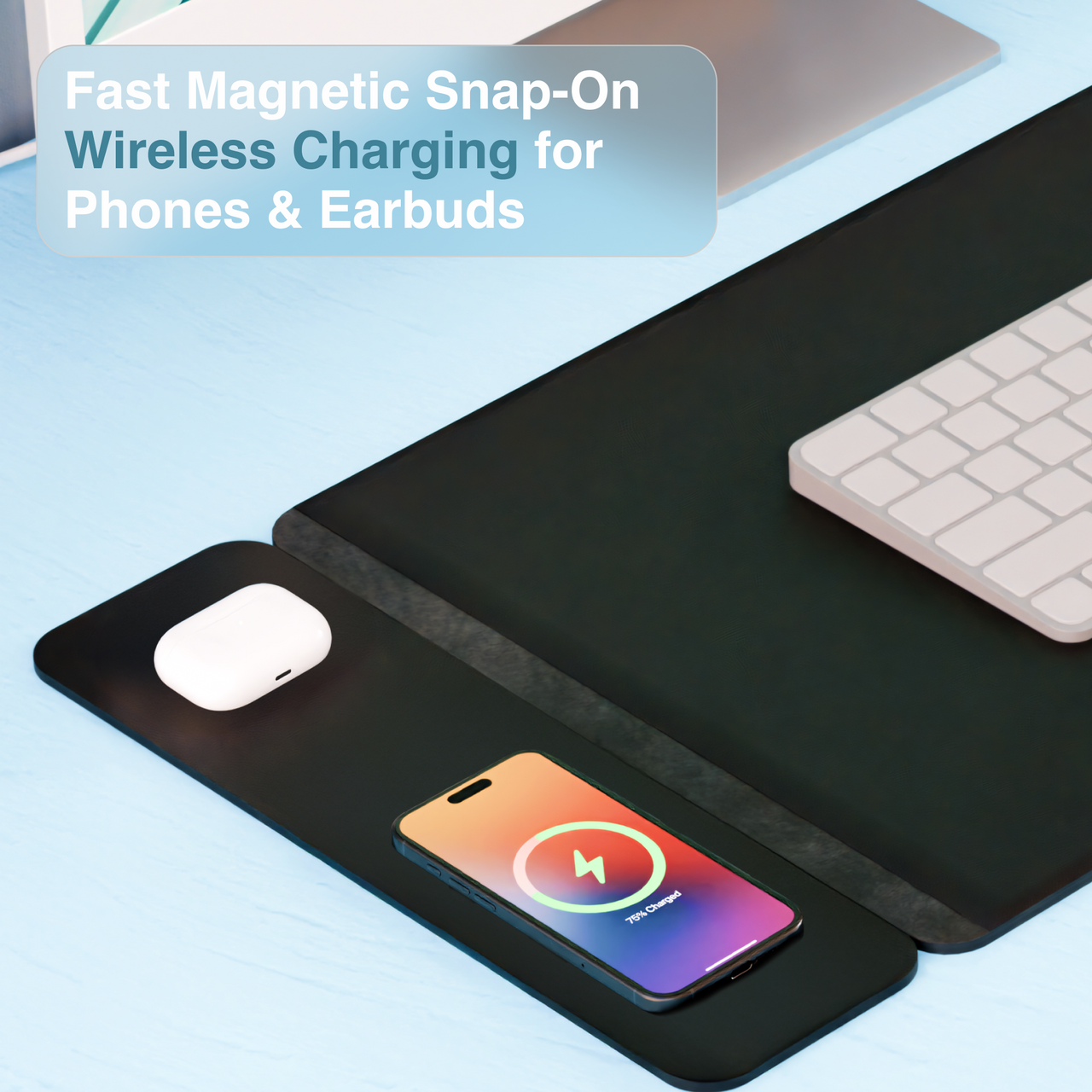 Desktops & Accessories: Laser Wireless Charging Desk Mat Black