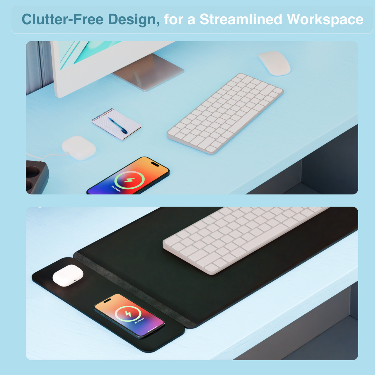 Desktops & Accessories: Laser Wireless Charging Desk Mat Black