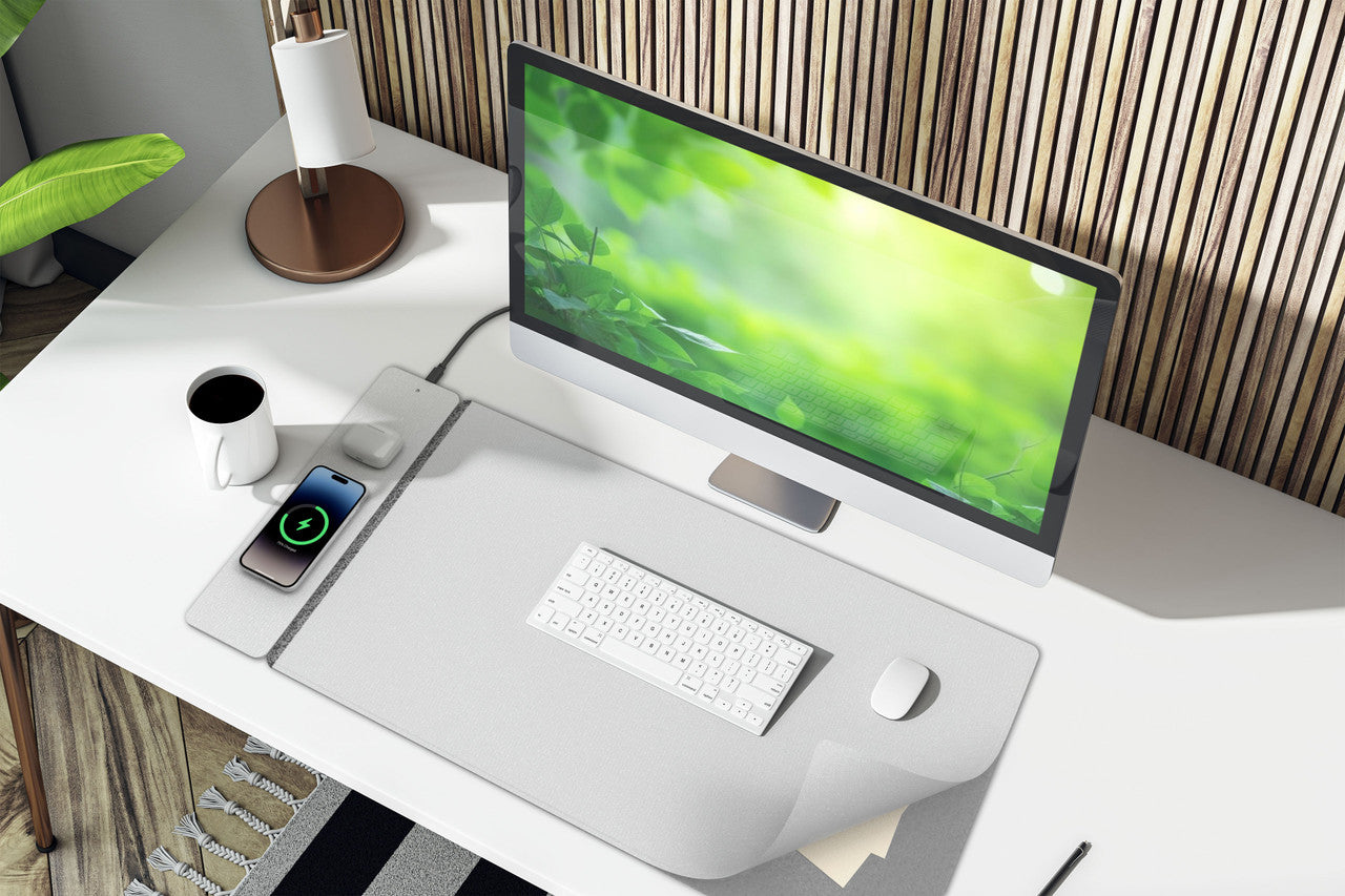 Desktops & Accessories: Laser Wireless Charging Desk Mat Grey