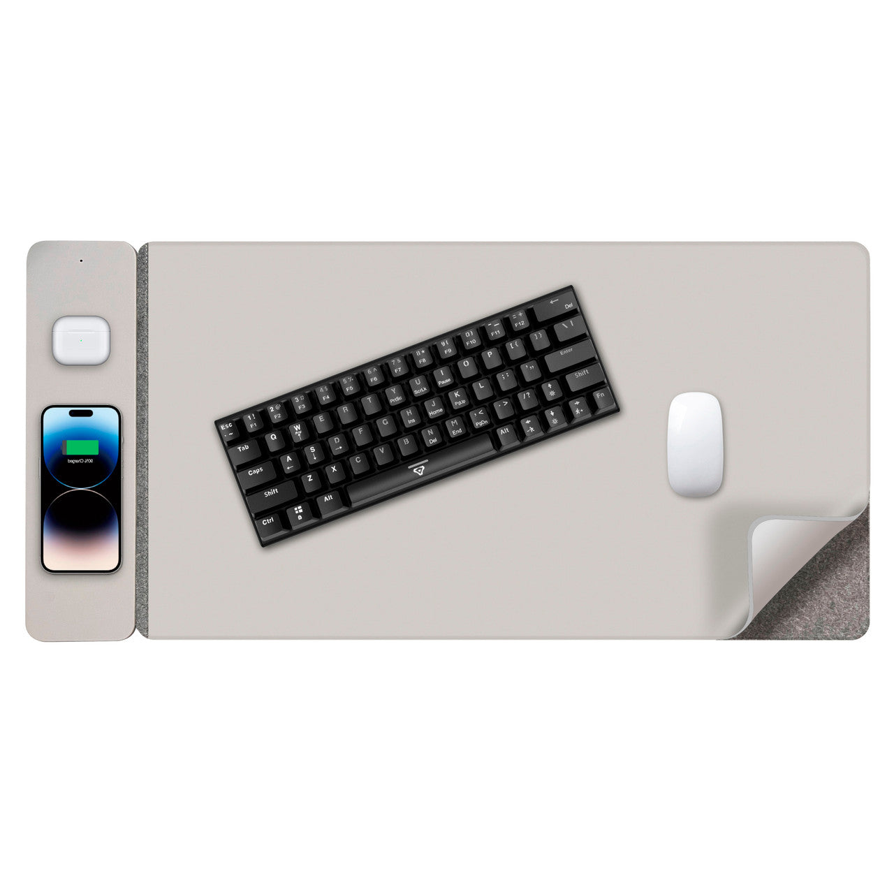 Desktops & Accessories: Laser Wireless Charging Desk Mat Grey
